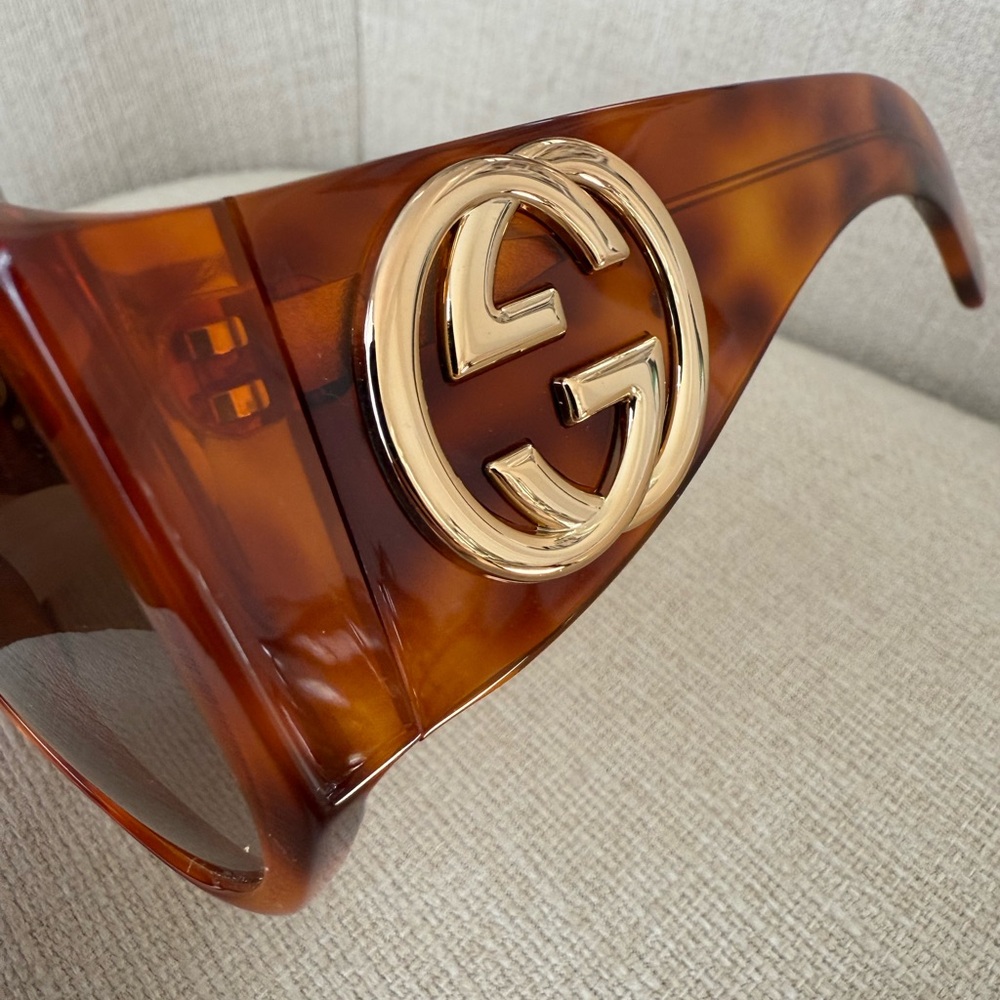 Acetate Oversized Interlocking GG0151S Sunglasses Tortoise Like New - Picture 6 of 16